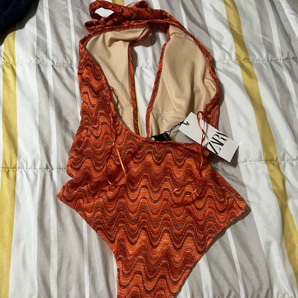 NWT Orange Print Bodysuit Small - Picture 2 of 3
